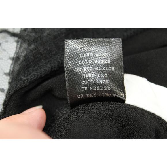 Adiva Black Ruffle Mesh Trim Top L Bell Sleeve Tunic Stretchy Pullover - Picture 5 of 7